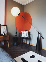 Opal Glass Arc Floor Lamp Modern Ambient Standing Light with Black Metal Finish