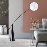 Opal Glass Arc Floor Lamp Modern Ambient Standing Light with Black Metal Finish