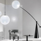 Opal Glass Arc Floor Lamp Modern Ambient Standing Light with Black Metal Finish
