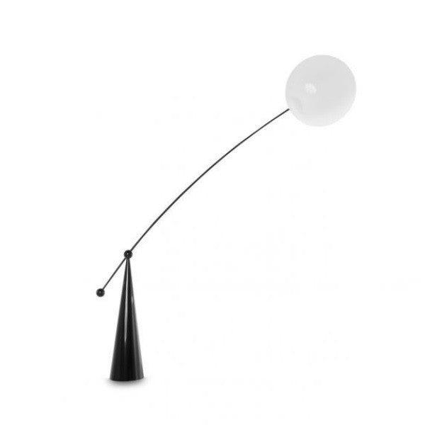 Opal Glass Arc Floor Lamp Modern Ambient Standing Light with Black Metal Finish