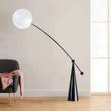 Opal Glass Arc Floor Lamp Modern Ambient Standing Light with Black Metal Finish