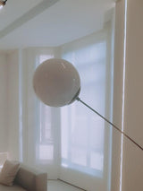 Opal Glass Arc Floor Lamp Modern Ambient Standing Light with Black Metal Finish