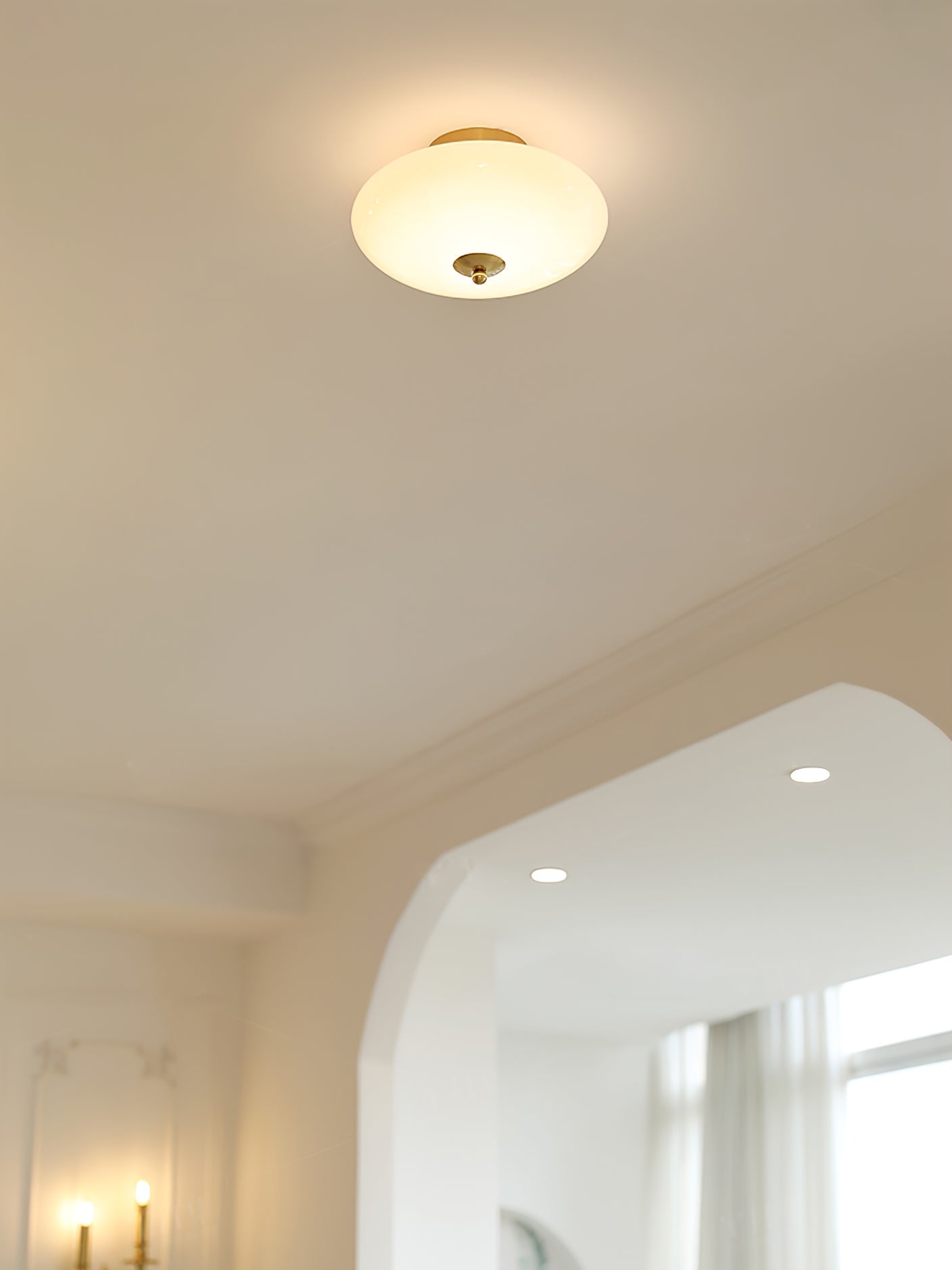 Modern Opal Glass LED Flush Mount Ceiling Lamp for Kitchen and Bathroom