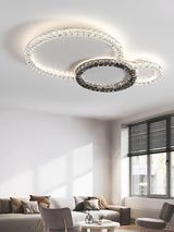 Modern Faceted Crystal Flush Mount LED Ceiling Light for Living Room and Bedroom