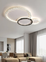Modern Faceted Crystal Flush Mount LED Ceiling Light for Living Room and Bedroom
