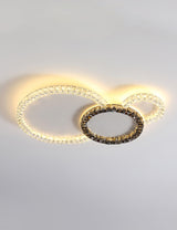 Modern Faceted Crystal Flush Mount LED Ceiling Light for Living Room and Bedroom