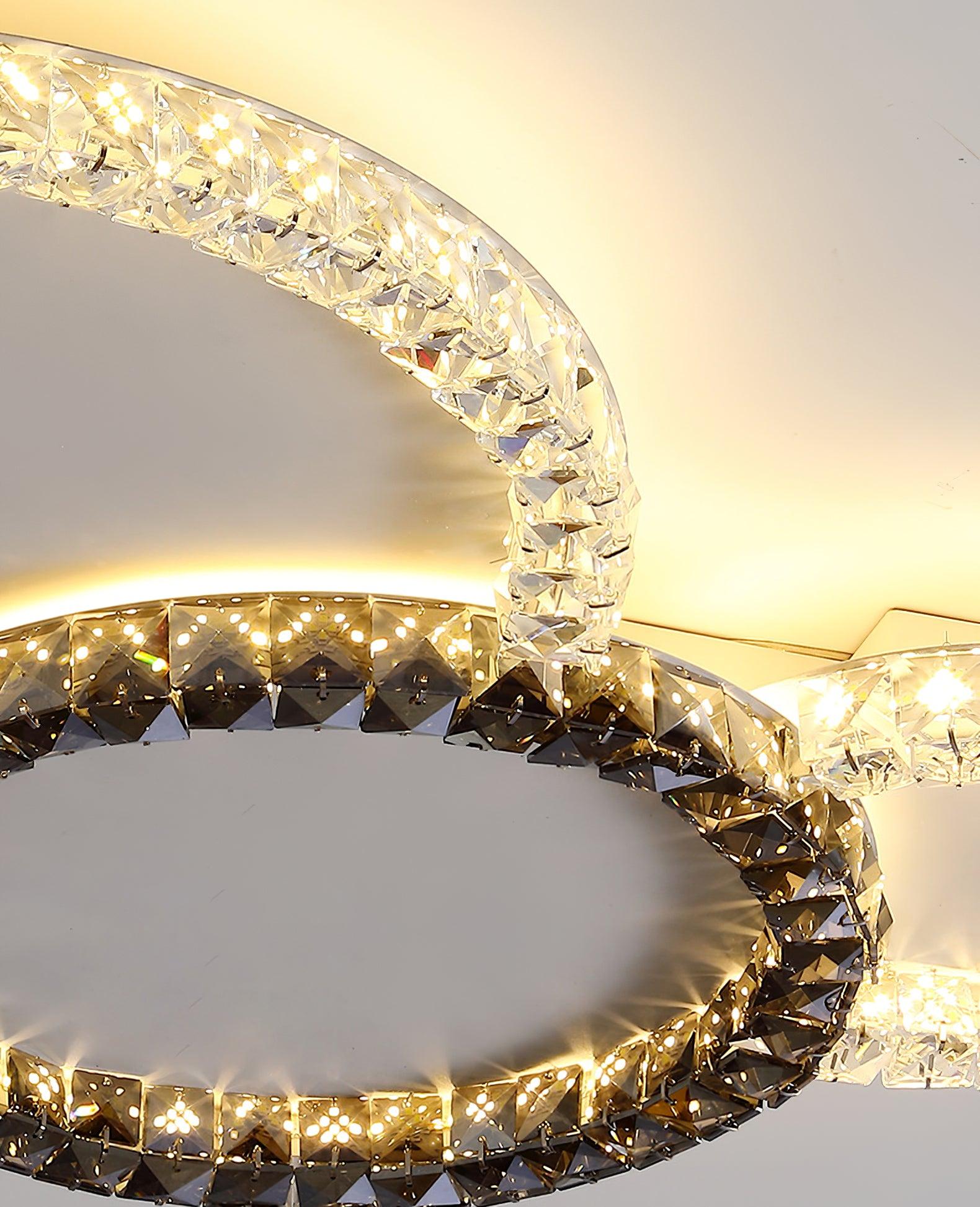 Modern Faceted Crystal Flush Mount LED Ceiling Light for Living Room and Bedroom