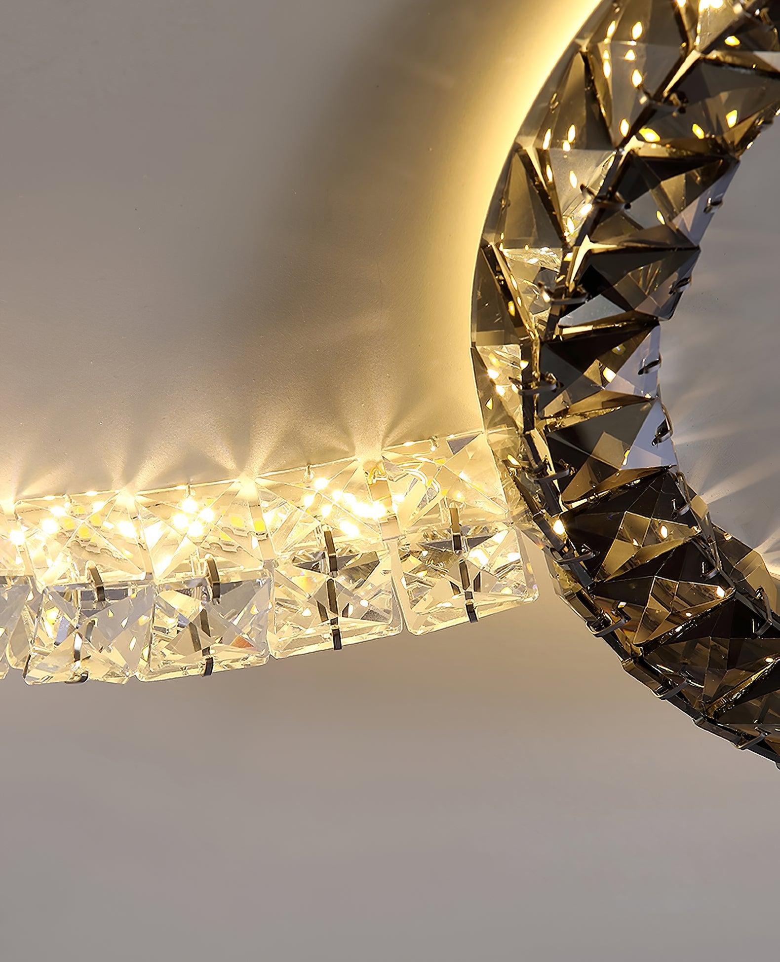 Modern Faceted Crystal Flush Mount LED Ceiling Light for Living Room and Bedroom