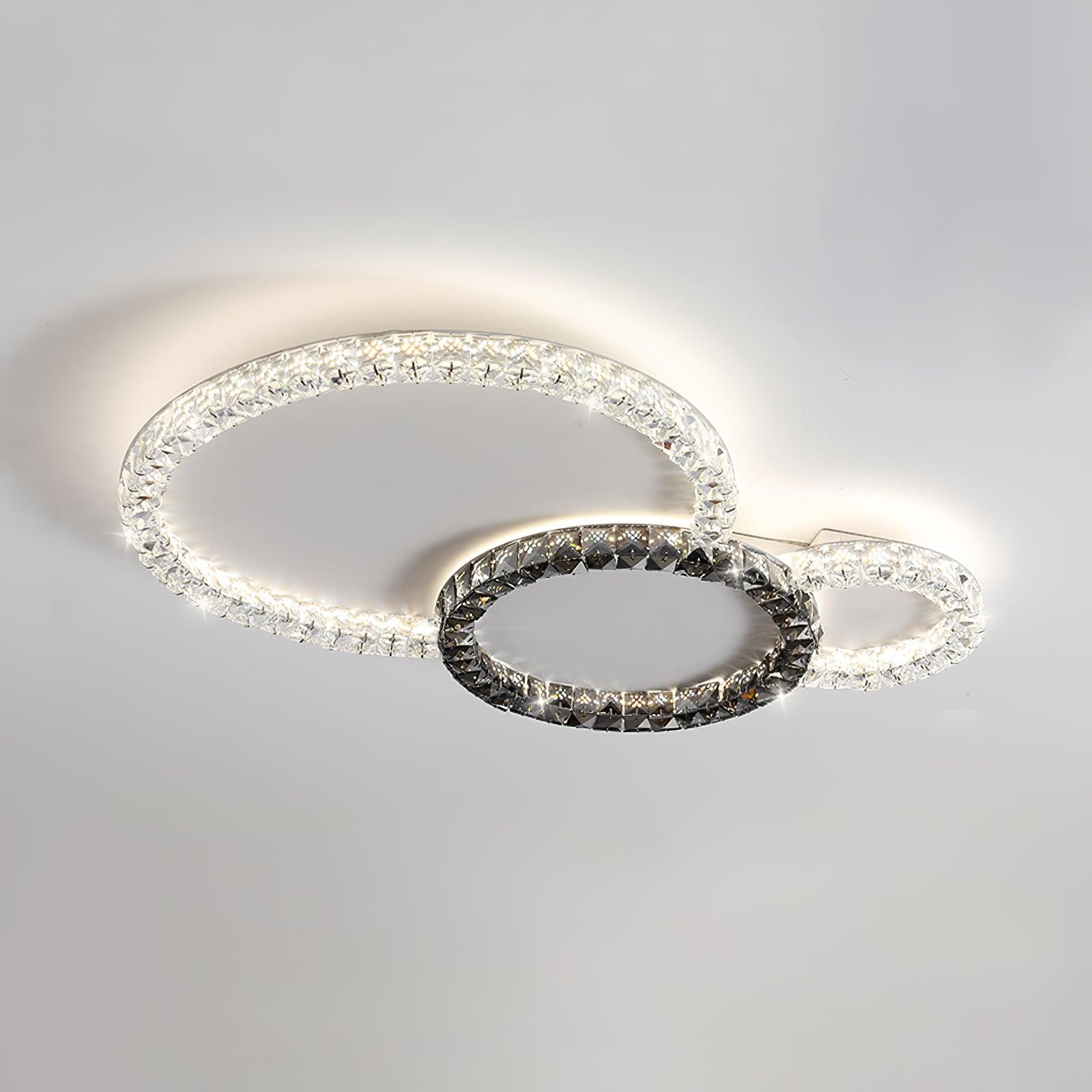 Modern Faceted Crystal Flush Mount LED Ceiling Light for Living Room and Bedroom
