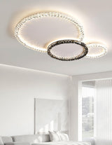 Modern Faceted Crystal Flush Mount LED Ceiling Light for Living Room and Bedroom