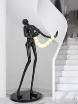 Modern Orb Juggler Sculpture Floor Lamp Artistic LED Uplight for Contemporary Living Rooms
