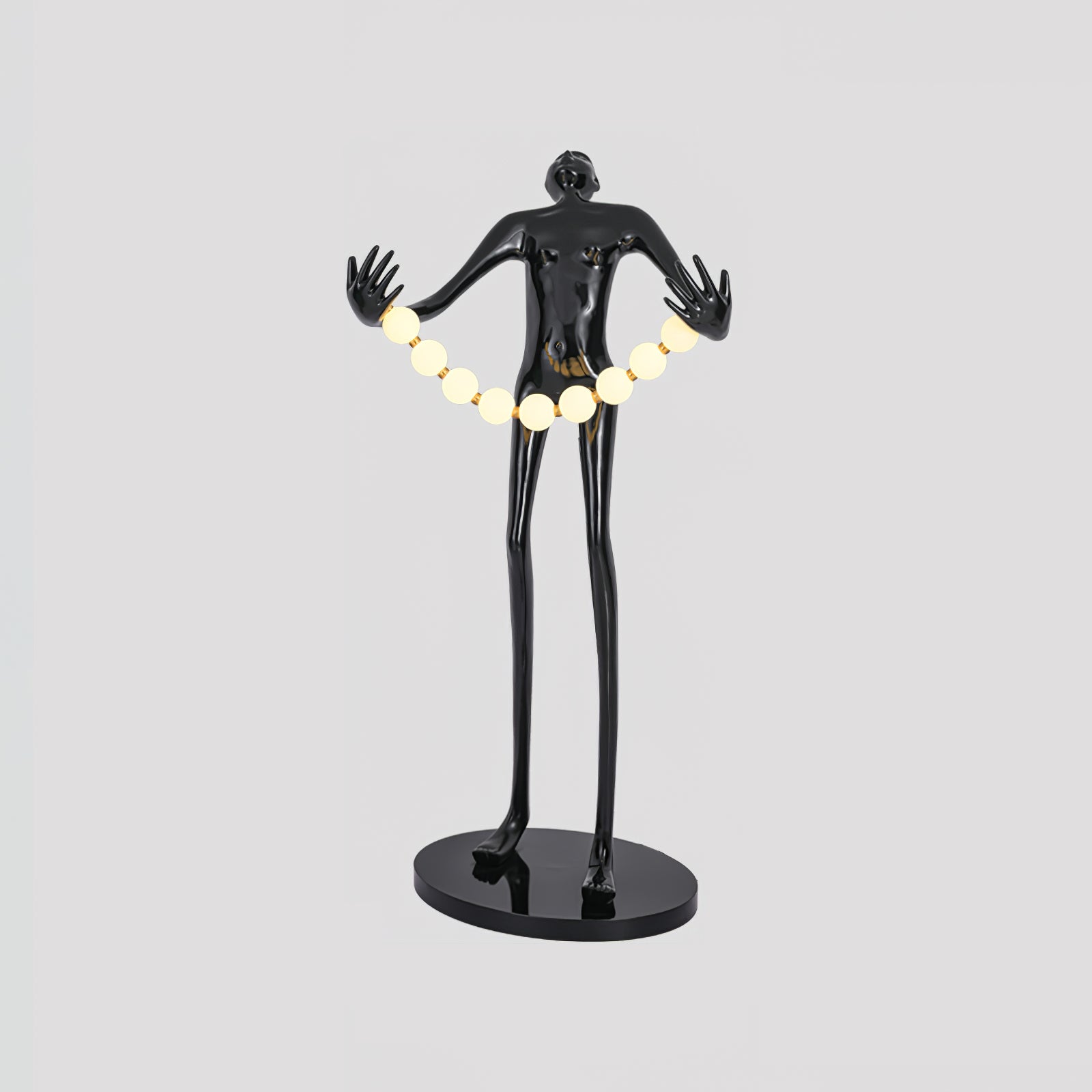 Modern Orb Juggler Sculpture Floor Lamp Artistic LED Uplight for Contemporary Living Rooms