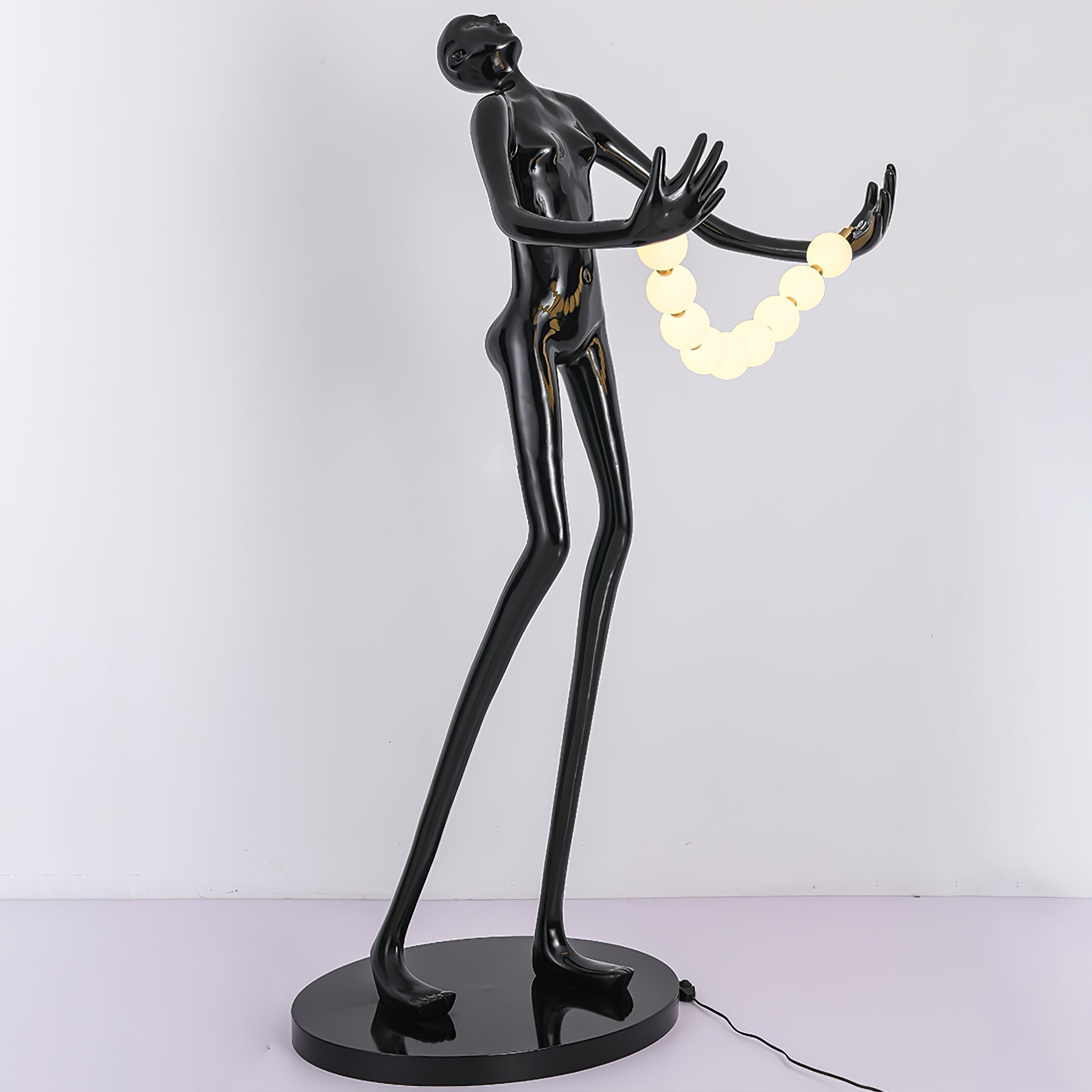 Modern Orb Juggler Sculpture Floor Lamp Artistic LED Uplight for Contemporary Living Rooms