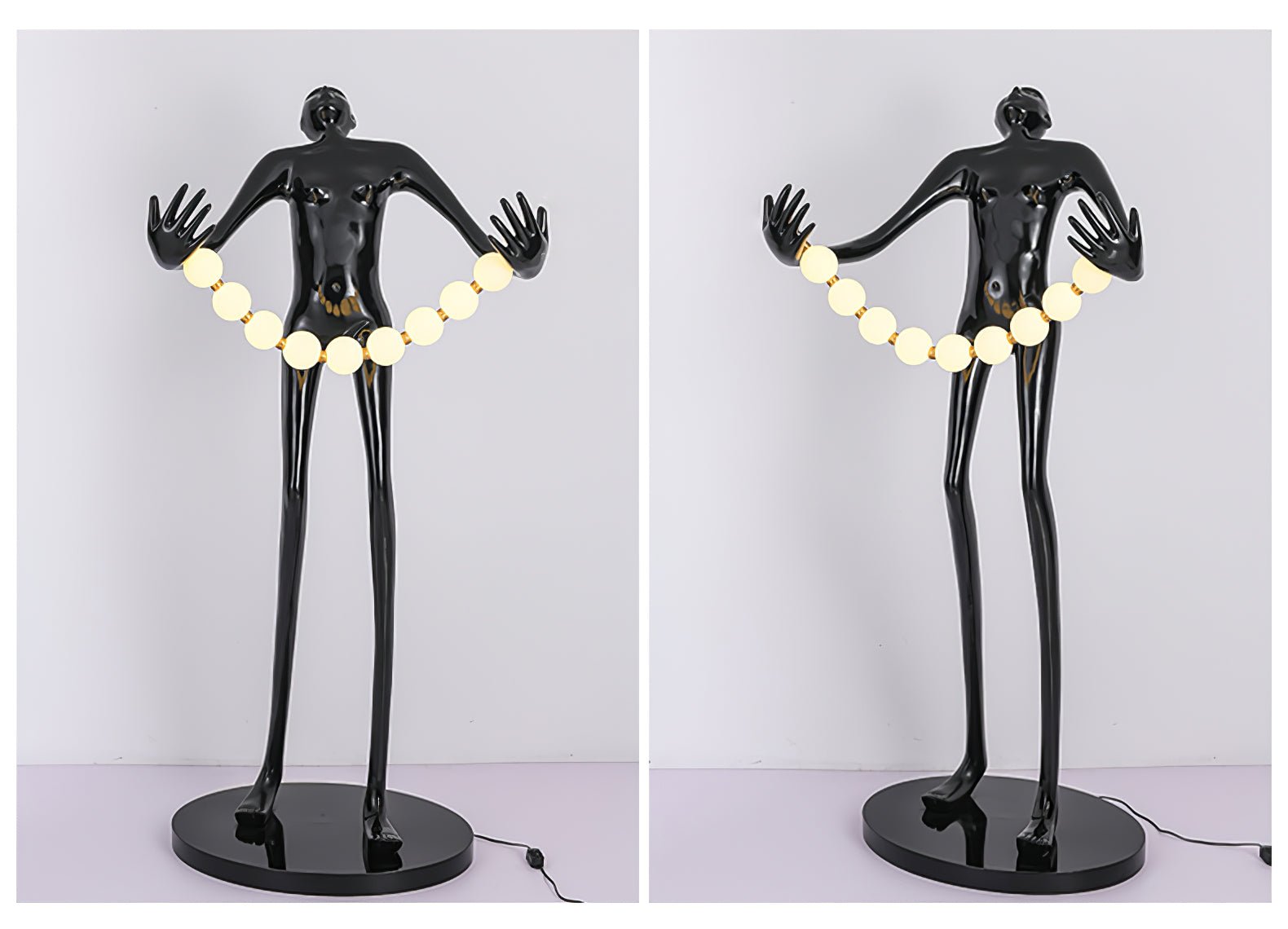 Modern Orb Juggler Sculpture Floor Lamp Artistic LED Uplight for Contemporary Living Rooms