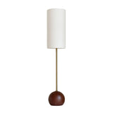 Orbis Geometric Wooden Sphere Standing Floor Lamp with White Fabric Drum Shade