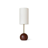 Mid Century Modern Wooden Sphere Table Lamp with Fabric Shade for Bedside and Living Room