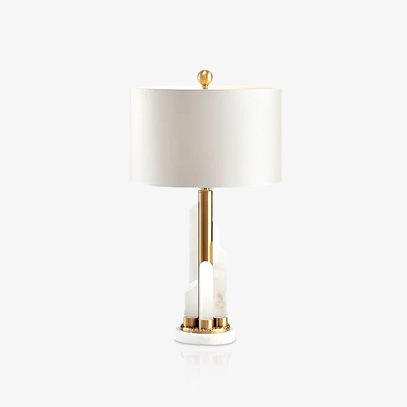 Orbit Modern Metal Table Lamp with Natural Alabaster Base and Fabric Shade for Luxury Interiors