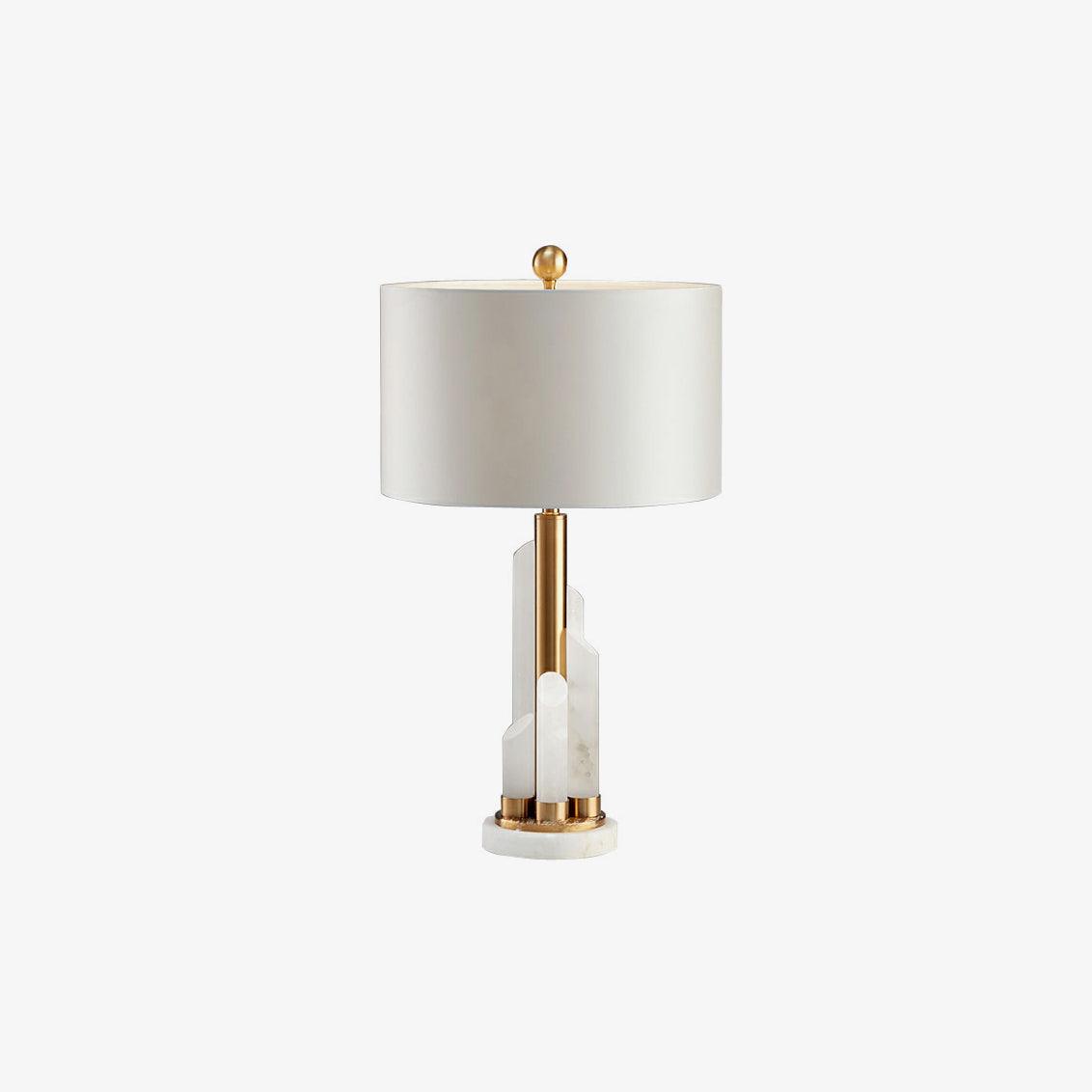 Orbit Modern Metal Table Lamp with Natural Alabaster Base and Fabric Shade for Luxury Interiors