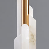 Orbit Modern Metal Table Lamp with Natural Alabaster Base and Fabric Shade for Luxury Interiors