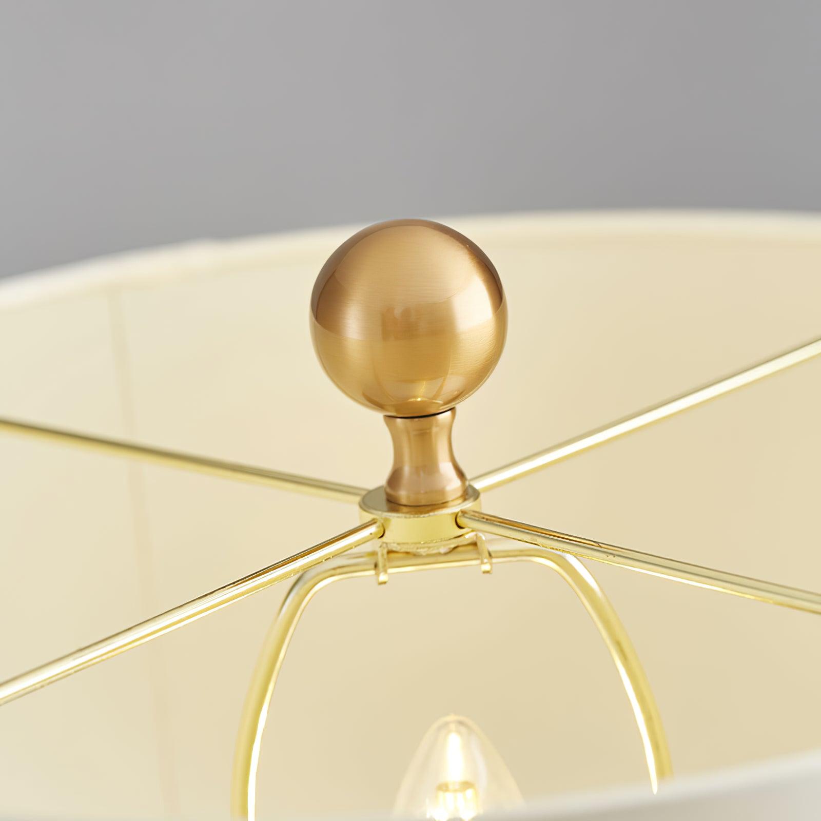 Orbit Modern Metal Table Lamp with Natural Alabaster Base and Fabric Shade for Luxury Interiors
