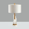Orbit Modern Metal Table Lamp with Natural Alabaster Base and Fabric Shade for Luxury Interiors