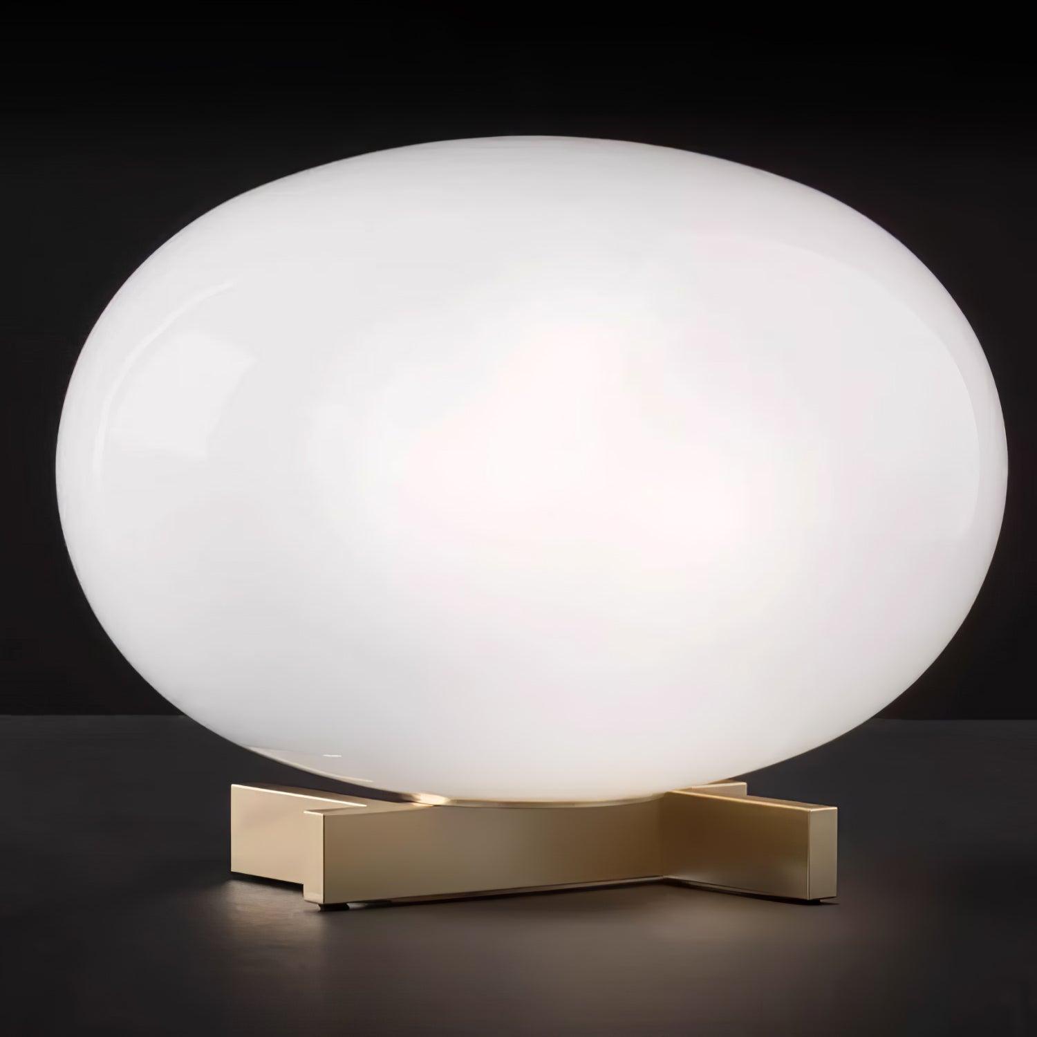 Modern Orbiting Sphere LED Table Lamp with Gold Finish and Frosted Glass Globe for Desk