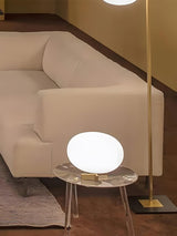 Modern Orbiting Sphere LED Table Lamp with Gold Finish and Frosted Glass Globe for Desk