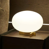 Modern Orbiting Sphere LED Table Lamp with Gold Finish and Frosted Glass Globe for Desk