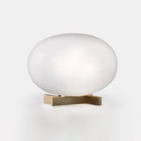 Modern Orbiting Sphere LED Table Lamp with Gold Finish and Frosted Glass Globe for Desk