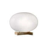 Modern Orbiting Sphere LED Table Lamp with Gold Finish and Frosted Glass Globe for Desk