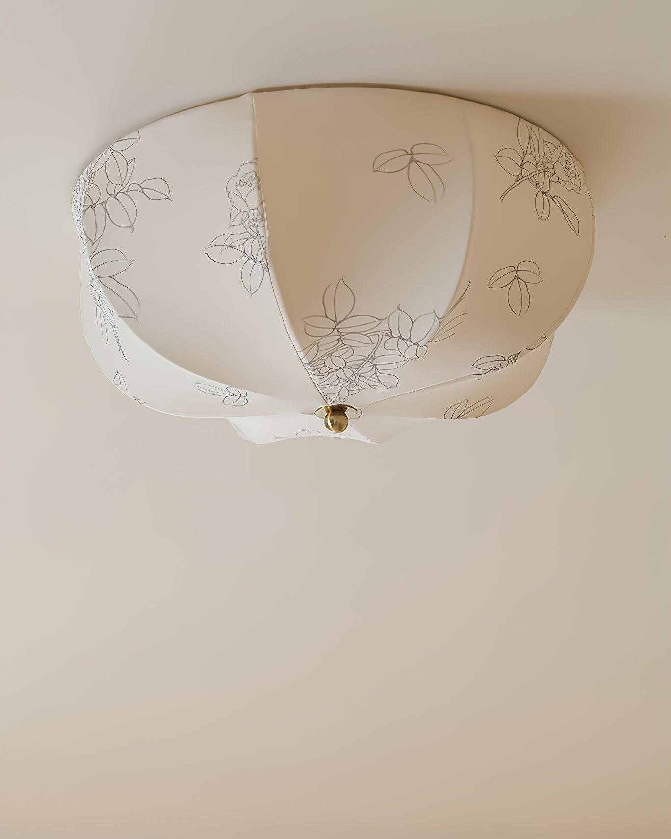 Orchid Fabric Flush Mount Ceiling Light Vintage Style Textured Shade Lamp
