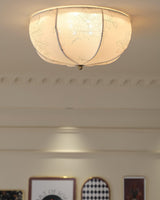 Orchid Fabric Flush Mount Ceiling Light Vintage Style Textured Shade Lamp