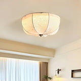 Orchid Fabric Flush Mount Ceiling Light Vintage Style Textured Shade Lamp
