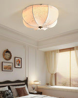 Orchid Fabric Flush Mount Ceiling Light Vintage Style Textured Shade Lamp