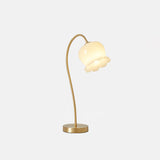 Elegant Brass Orchid Glass Table Lamp for Modern Bedroom or Living Room Decor
