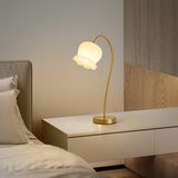Elegant Brass Orchid Glass Table Lamp for Modern Bedroom or Living Room Decor