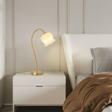 Elegant Brass Orchid Glass Table Lamp for Modern Bedroom or Living Room Decor