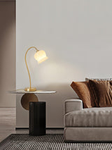 Elegant Brass Orchid Glass Table Lamp for Modern Bedroom or Living Room Decor