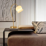 Elegant Brass Orchid Glass Table Lamp for Modern Bedroom or Living Room Decor