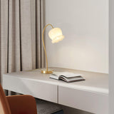 Elegant Brass Orchid Glass Table Lamp for Modern Bedroom or Living Room Decor