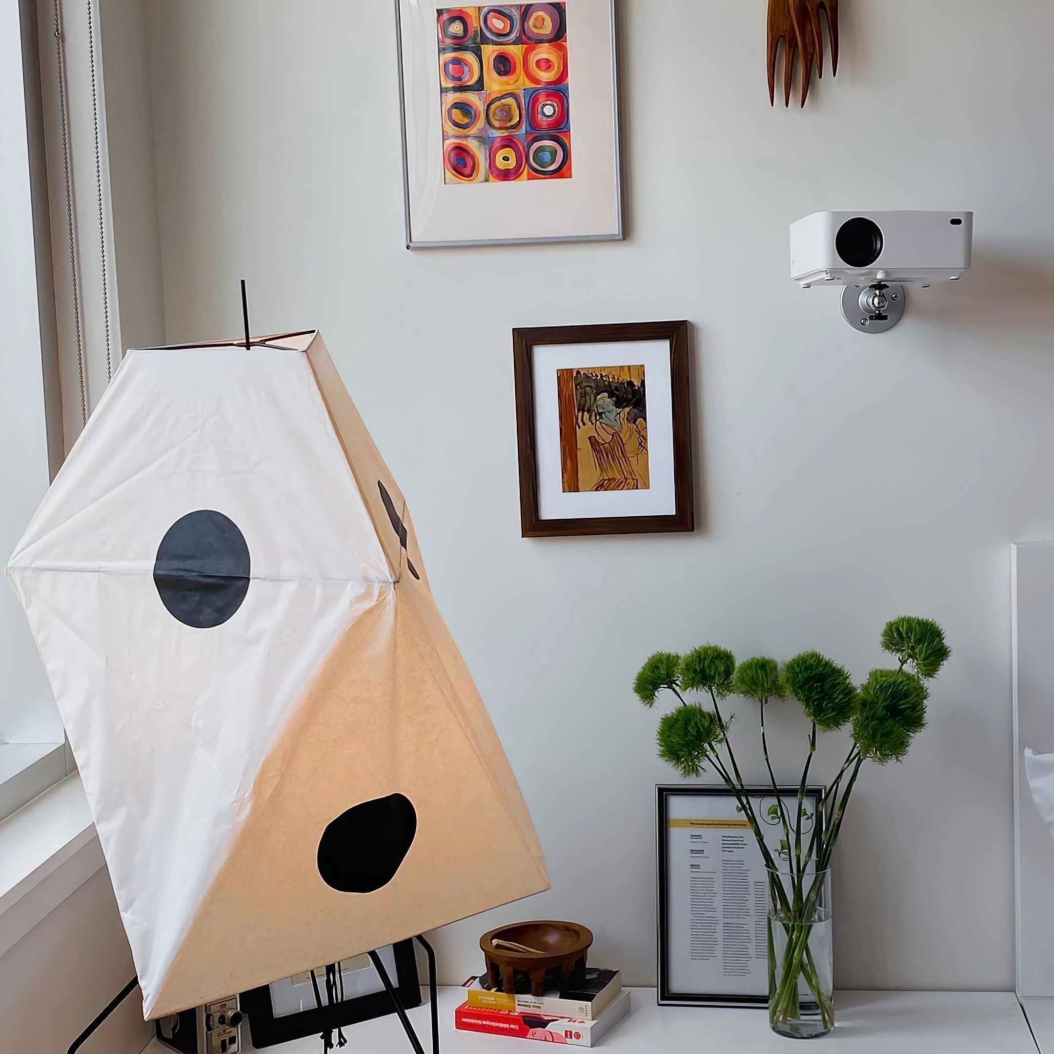 Modern Rice Paper Origami Lantern Floor Lamp Geometric Standing Light for Living Room and Bedroom