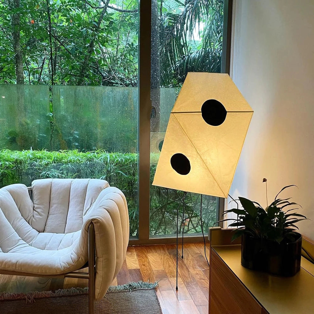 Modern Rice Paper Origami Lantern Floor Lamp Geometric Standing Light for Living Room and Bedroom