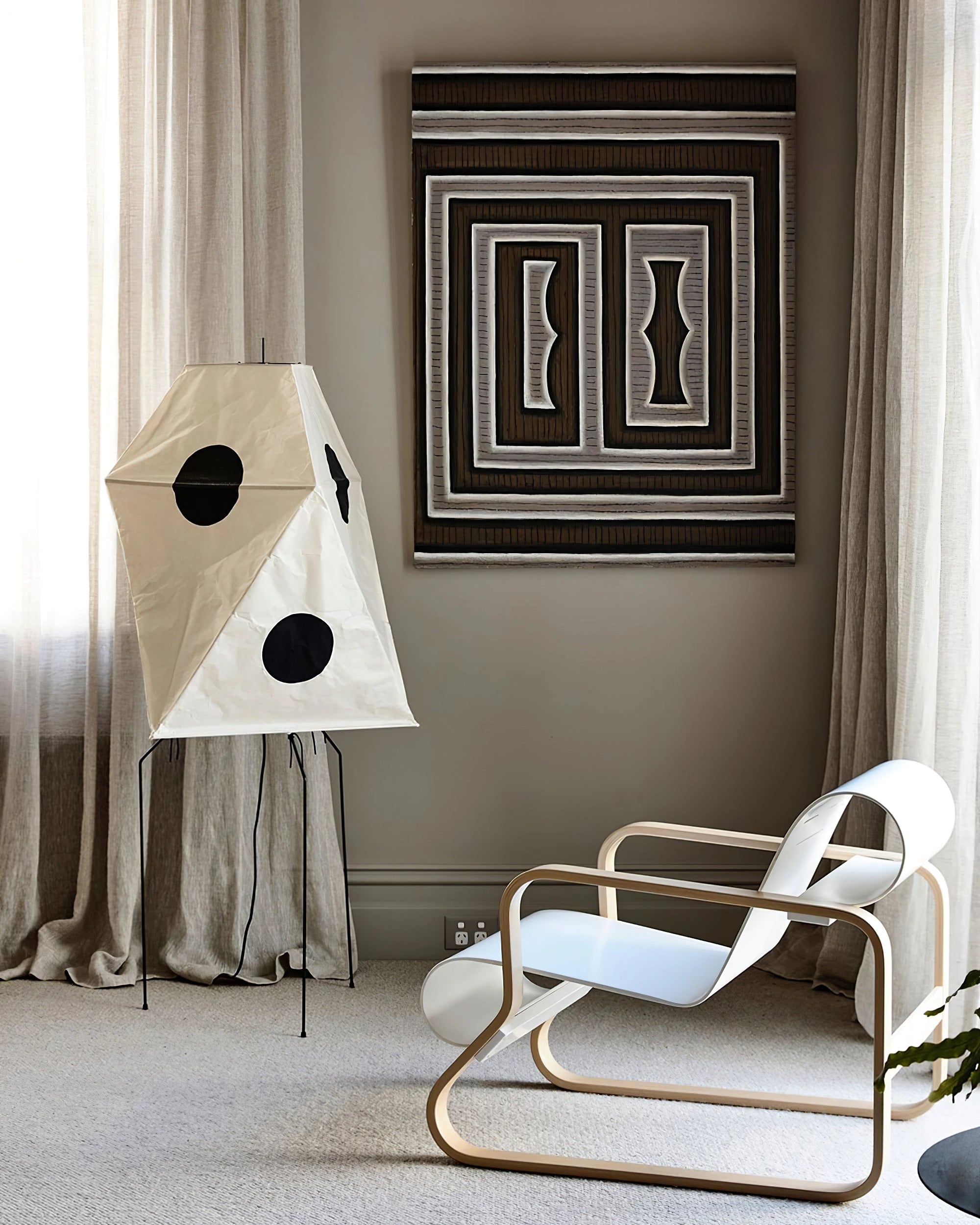 Modern Rice Paper Origami Lantern Floor Lamp Geometric Standing Light for Living Room and Bedroom