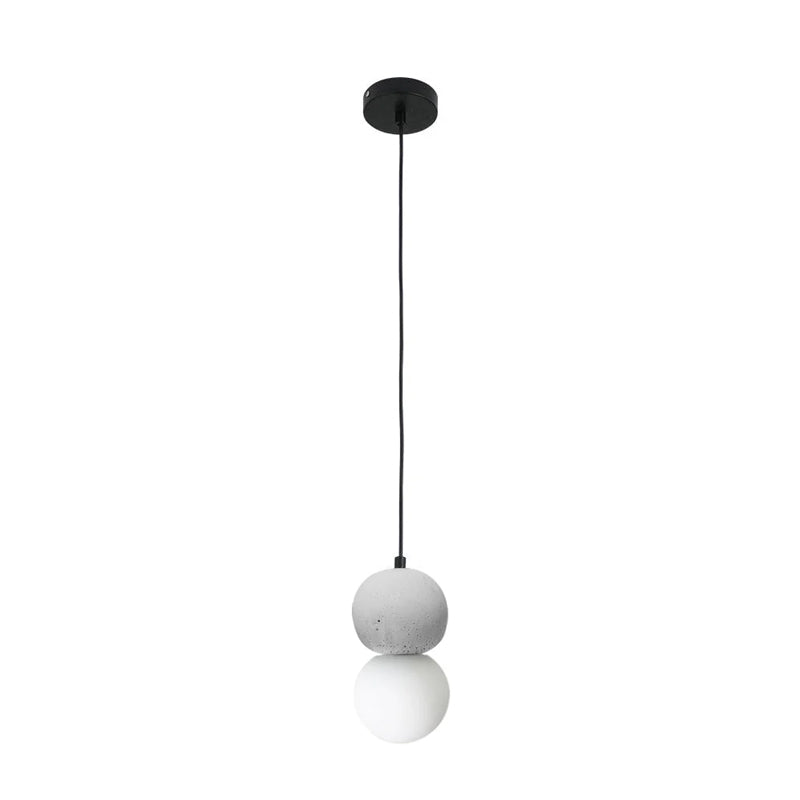 Modern Sandstone and Opal Glass Sphere Pendant Light for Minimalist Interior Decor