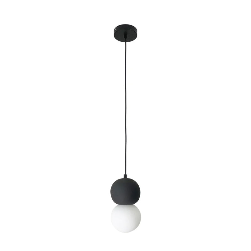 Modern Sandstone and Opal Glass Sphere Pendant Light for Minimalist Interior Decor