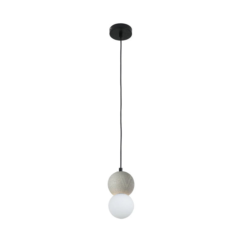 Modern Sandstone and Opal Glass Sphere Pendant Light for Minimalist Interior Decor