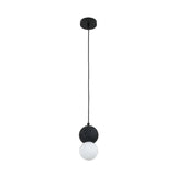 Modern Sandstone and Opal Glass Sphere Pendant Light for Minimalist Interior Decor