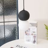 Modern Sandstone and Opal Glass Sphere Pendant Light for Minimalist Interior Decor