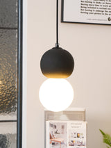 Modern Sandstone and Opal Glass Sphere Pendant Light for Minimalist Interior Decor