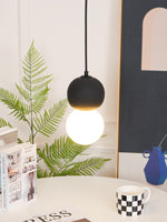 Modern Sandstone and Opal Glass Sphere Pendant Light for Minimalist Interior Decor